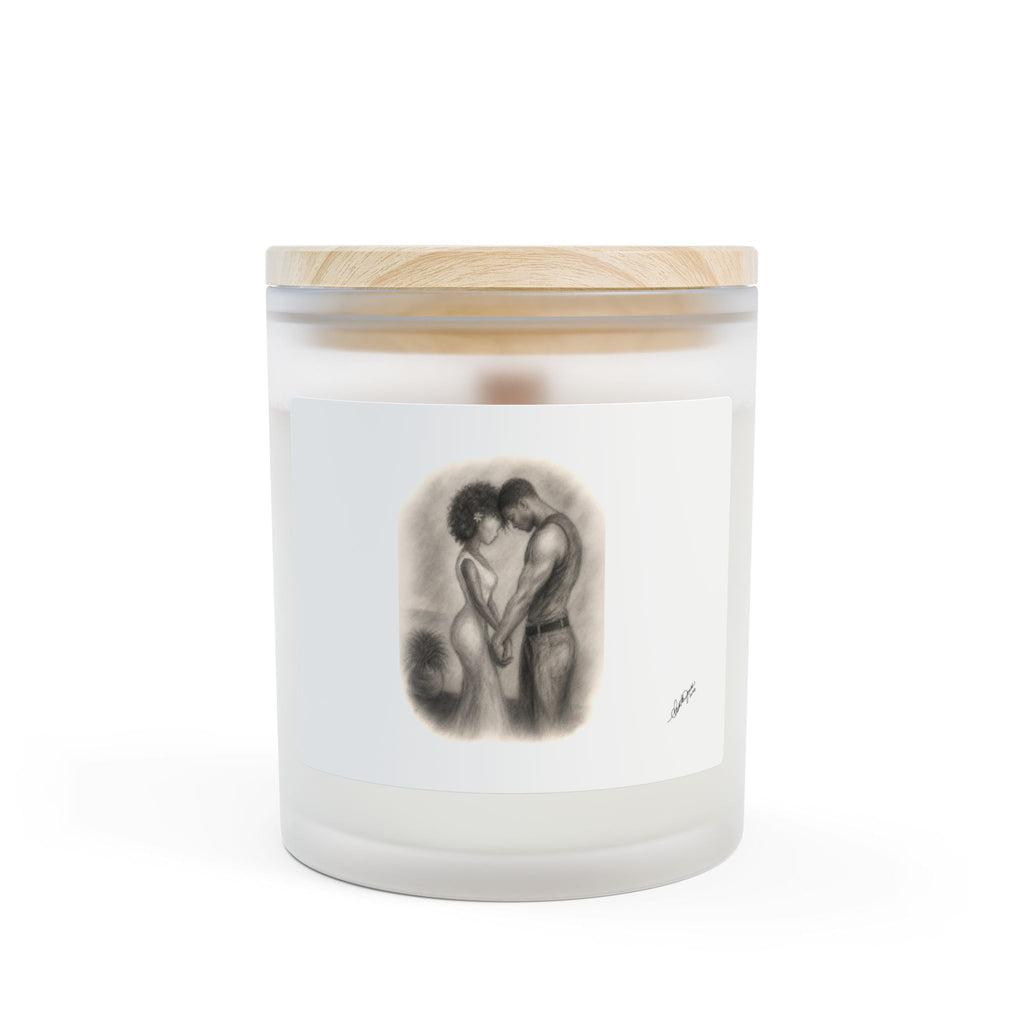 Romantic Embrace Frosted Glass Candle — 11oz Scented Gift for Couples