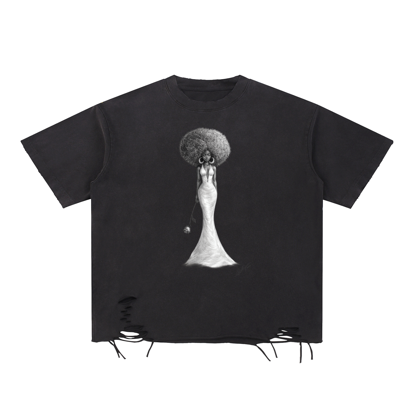 Snow Washed Raw-Hem T-Shirt